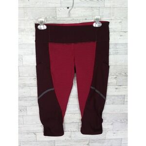 Lululemon Leggings Pants Maroon Pink Stripe Women's Size 6